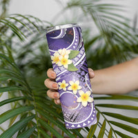 Polynesian Tribal Tattoo Skinny Tumbler Plumeria Purple Marble Pattern LT9 - Polynesian Pride