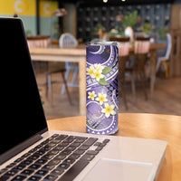 Polynesian Tribal Tattoo Skinny Tumbler Plumeria Purple Marble Pattern LT9 - Polynesian Pride