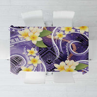 Polynesian Tribal Tattoo Tablecloth Plumeria Purple Marble Pattern