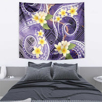 Polynesian Tribal Tattoo Tapestry Plumeria Purple Marble Pattern