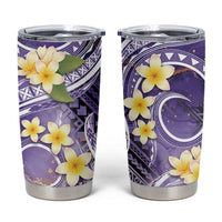 Polynesian Tribal Tattoo Tumbler Cup Plumeria Purple Marble Pattern