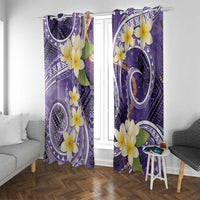 Polynesian Tribal Tattoo Window Curtain Plumeria Purple Marble Pattern