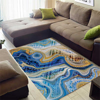 Polynesian Tribal Tattoo Area Rug Swirling Ocean Marble Pattern