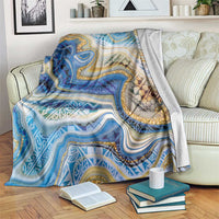 Polynesian Tribal Tattoo Blanket Swirling Ocean Marble Pattern