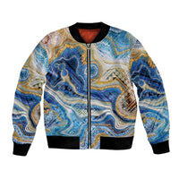 Polynesian Tribal Tattoo Bomber Jacket Swirling Ocean Marble Pattern