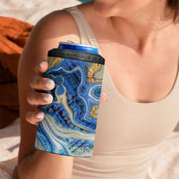 Polynesian Tribal Tattoo 4 in 1 Can Cooler Tumbler Swirling Ocean Marble Pattern