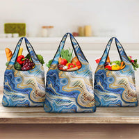 Polynesian Tribal Tattoo Grocery Bag Swirling Ocean Marble Pattern