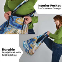 Polynesian Tribal Tattoo Grocery Bag Swirling Ocean Marble Pattern