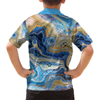 Polynesian Tribal Tattoo Kid Hawaiian Shirt Swirling Ocean Marble Pattern