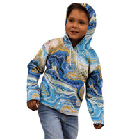 Polynesian Tribal Tattoo Kid Hoodie Swirling Ocean Marble Pattern