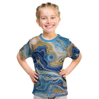 Polynesian Tribal Tattoo Kid T Shirt Swirling Ocean Marble Pattern
