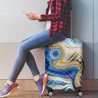 Polynesian Tribal Tattoo Luggage Cover Swirling Ocean Marble Pattern