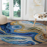 Polynesian Tribal Tattoo Round Carpet Swirling Ocean Marble Pattern LT9 - Polynesian Pride