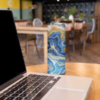 Polynesian Tribal Tattoo Skinny Tumbler Swirling Ocean Marble Pattern LT9 - Polynesian Pride