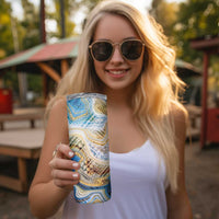 Polynesian Tribal Tattoo Skinny Tumbler Swirling Ocean Marble Pattern LT9 - Polynesian Pride