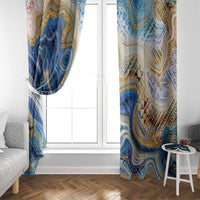 Polynesian Tribal Tattoo Window Curtain Swirling Ocean Marble Pattern