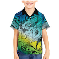 Personalised Aloha King Kamehameha Spirits Family Matching Mermaid Dress and Hawaiian Shirt Art Special LT9 Son's Shirt Art - Polynesian Pride