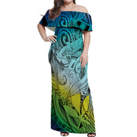 Personalised Aloha King Kamehameha Spirits Off Shoulder Maxi Dress Art Special LT9 Women Art - Polynesian Pride