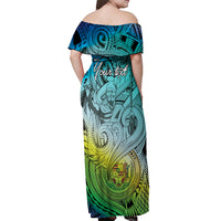 Personalised Aloha King Kamehameha Spirits Off Shoulder Maxi Dress Art Special LT9 - Polynesian Pride