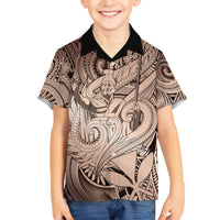 Personalised Aloha King Kamehameha Spirits Kid Hawaiian Shirt Beige Special LT9 Kid Beige - Polynesian Pride