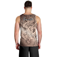 Personalised Aloha King Kamehameha Spirits Men Tank Top Beige Special LT9 - Polynesian Pride