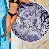 Personalised Aloha King Kamehameha Spirits Beach Blanket Violet Special