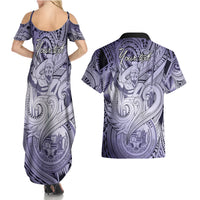 Personalised Aloha King Kamehameha Spirits Couples Matching Summer Maxi Dress and Hawaiian Shirt Violet Special LT9 - Polynesian Pride