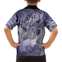 Personalised Aloha King Kamehameha Spirits Family Matching Long Sleeve Bodycon Dress and Hawaiian Shirt Violet Special LT9 - Polynesian Pride