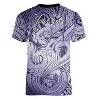 Personalised Aloha King Kamehameha Spirits Women V Neck T Shirt Violet Special LT9 - Polynesian Pride