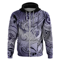 Personalised Aloha King Kamehameha Spirits Zip Hoodie Violet Special LT9 Zip Hoodie Violet - Polynesian Pride