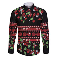 Fiji Masi Bula Tagimoucia Flowers Family Matching Off The Shoulder Long Sleeve Dress and Hawaiian Shirt