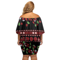 Fiji Masi Bula Tagimoucia Flowers Family Matching Off Shoulder Short Dress and Hawaiian Shirt