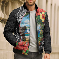 Hafa Adai Guam Bomber Puffer Jacket Guahan Seal Chamorro Stones Tribal - Polynesian Pride
