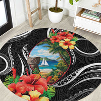 Hafa Adai Guam Round Carpet Guahan Seal Chamorro Stones Tribal