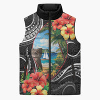 Hafa Adai Guam Sleeveless Puffer Jacket Guahan Seal Chamorro Stones Tribal - Polynesian Pride