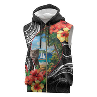 Hafa Adai Guam Sleeveless Zip Hoodie Guahan Seal Chamorro Stones Tribal - Polynesian Pride