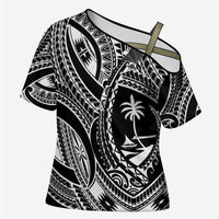 Hafa Adai Guam Inspired Tattoo Cross Shoulder Shirt - Polynesian Pride
