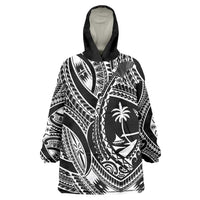 Hafa Adai Guam Inspired Tattoo Wearable Blanket Hoodie LT9 One Size Black - Polynesian Pride