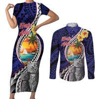 Hafa Adai Guam Seal Latte Stones Artwork Couples Matching Short Sleeve Bodycon Dress and Long Sleeve Button Shirt