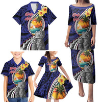 Hafa Adai Guam Seal Latte Stones Artwork Family Matching Puletasi and Hawaiian Shirt