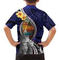 Hafa Adai Guam Seal Latte Stones Artwork Family Matching Short Sleeve Bodycon Dress and Hawaiian Shirt