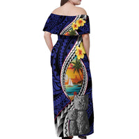 Hafa Adai Guam Seal Latte Stones Artwork Off Shoulder Maxi Dress