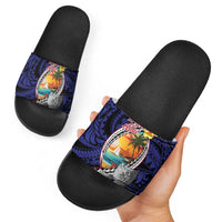Hafa Adai Guam Seal Latte Stones Artwork Slide Sandals - Polynesian Pride