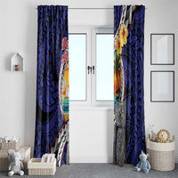 Hafa Adai Guam Seal Latte Stones Artwork Window Curtain