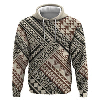Niho Taniwha Kowhaiwhai Zip Hoodie LT9 Pullover Hoodie Beige - Polynesian Pride