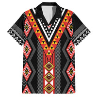 Niho Taniwha Taniko Motif Family Matching Off The Shoulder Long Sleeve Dress and Hawaiian Shirt