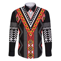 Niho Taniwha Taniko Motif Family Matching Tank Maxi Dress and Hawaiian Shirt