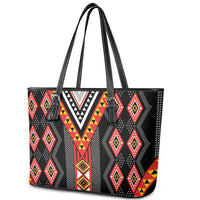Niho Taniwha Taniko Motif Leather Tote Bag