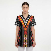 Niho Taniwha Taniko Motif Scrub Top - Polynesian Pride