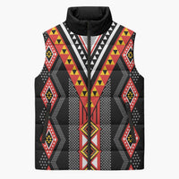 Niho Taniwha Taniko Motif Sleeveless Puffer Jacket - Polynesian Pride